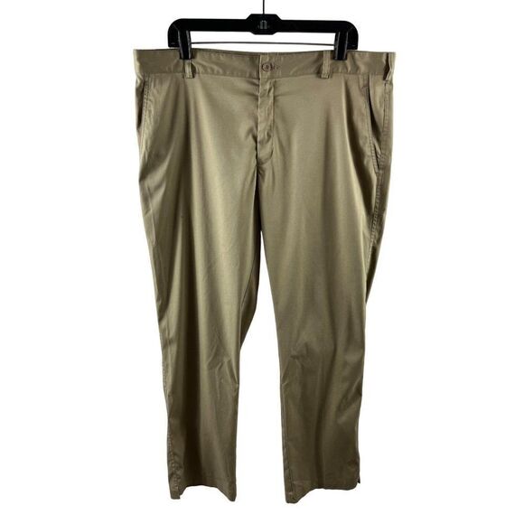 Nike Golf Dri-Fit Performance Flat Front Stretch Pants Size 38x32 Tan Khaki - Picture 1 of 12